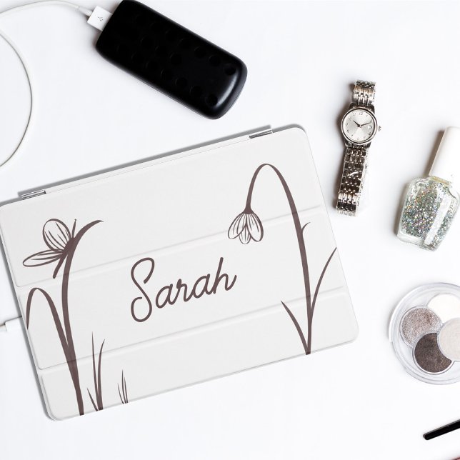 Modern floral mauve custom smart iPad cover  (Creator Uploaded)