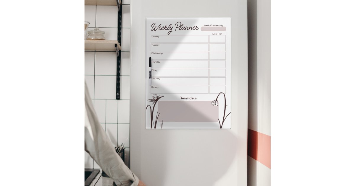Modern floral mauve weekly planner Dry Erase Board | Zazzle
