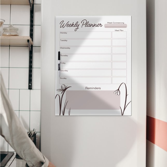 Modern floral mauve weekly planner Dry Erase Board (Creator Uploaded)