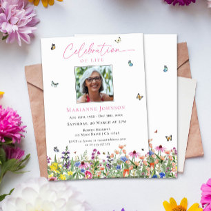 Modern Floral Memorial Celebration of Life Invitation