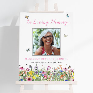 Modern Floral Memorial Celebration of Life Welcome Foam Board