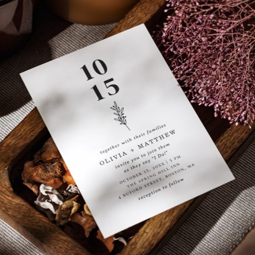 Modern floral minimalist wedding  QR code details Invitation