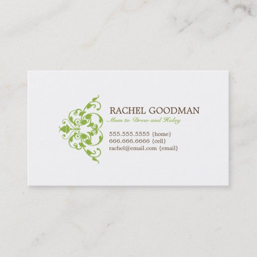 Customizable Modern Floral Mommy Card / Personal Calling Card Business Card