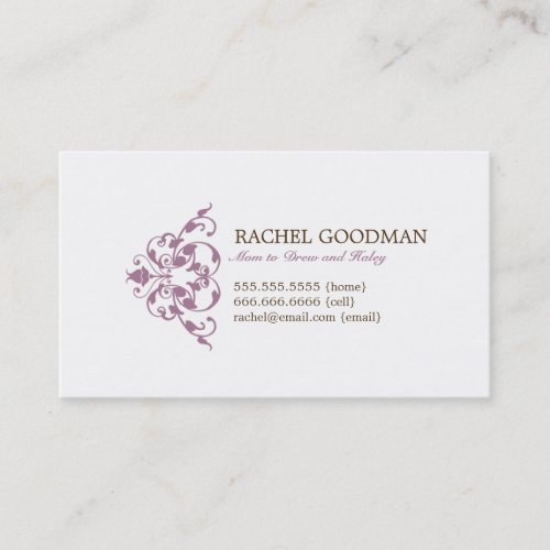 Modern Floral Mommy Card / Personal Calling Card Business Cards