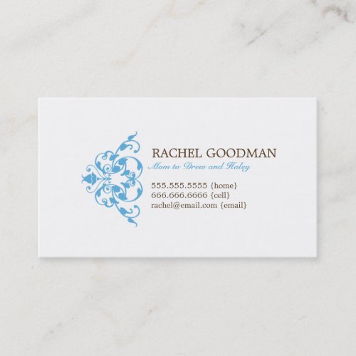 Modern Floral Mommy Card / Personal Calling Card Business Card Templates