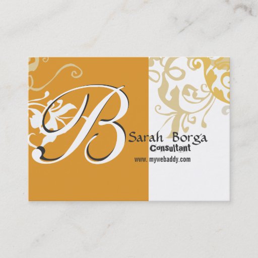Customizable Modern Floral Monogram Day Lily Business Card