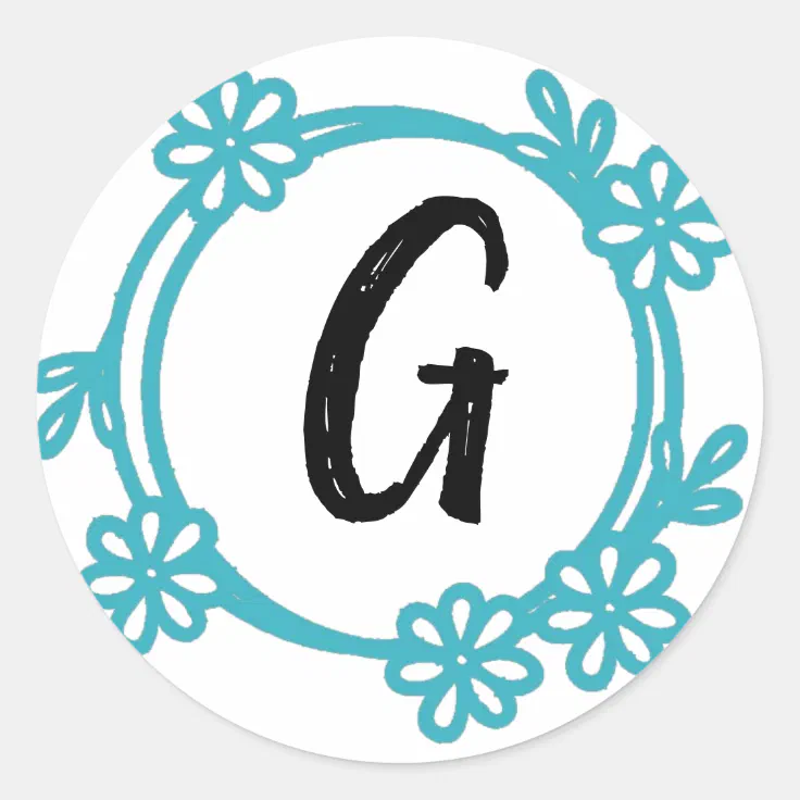 Modern Floral Monogram Design Classic Round Sticker | Zazzle