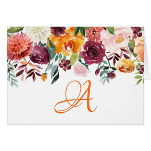 Modern Floral Monogram Design Customized Cards