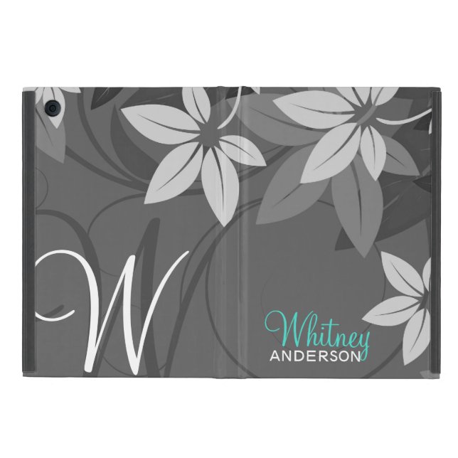 Modern Floral Monogram Folio iPad Mini Case (Outside)