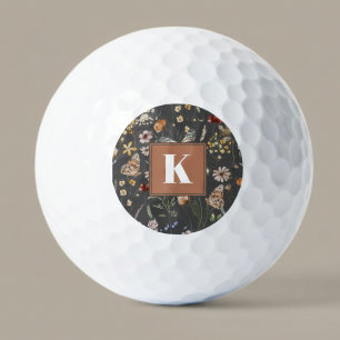 Modern Floral Monogram Golf Balls