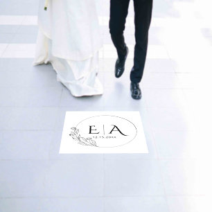 Modern Floral Monogram Wedding Floor Decals