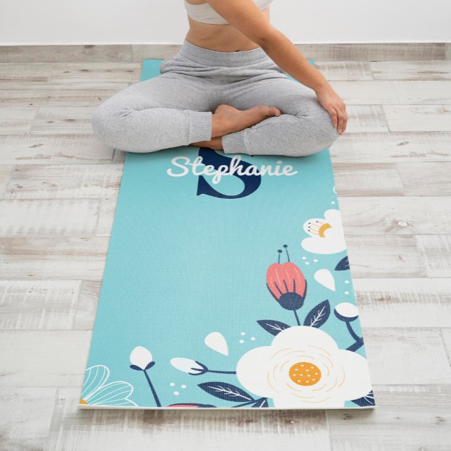 Modern Floral Monogram Yoga Mat (Creator Uploaded)