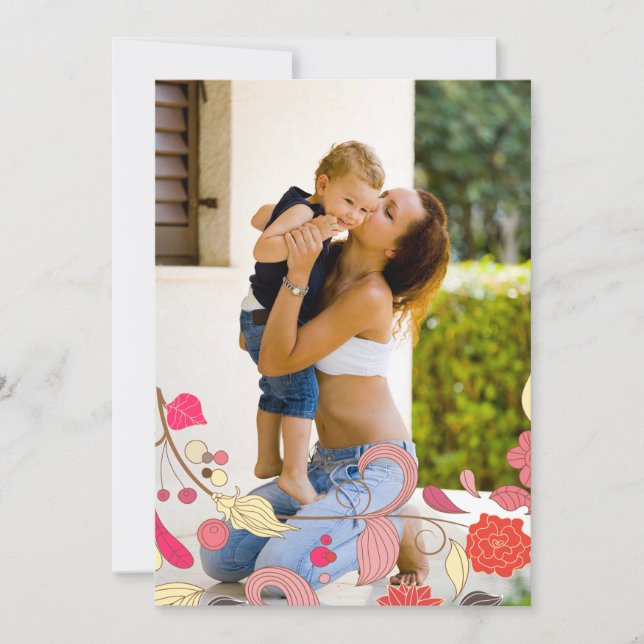 Modern Floral Mothers Day Photo Card (Front)