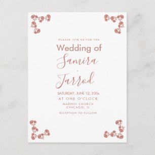 Modern Floral Motif Nuetral Wedding Postcard