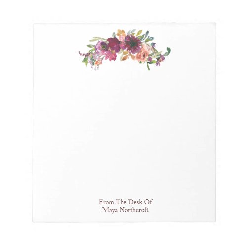 Modern Floral Name Personalized  Notepad