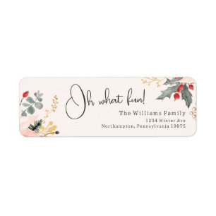 Modern Floral Oh What Fun! Return Address Label