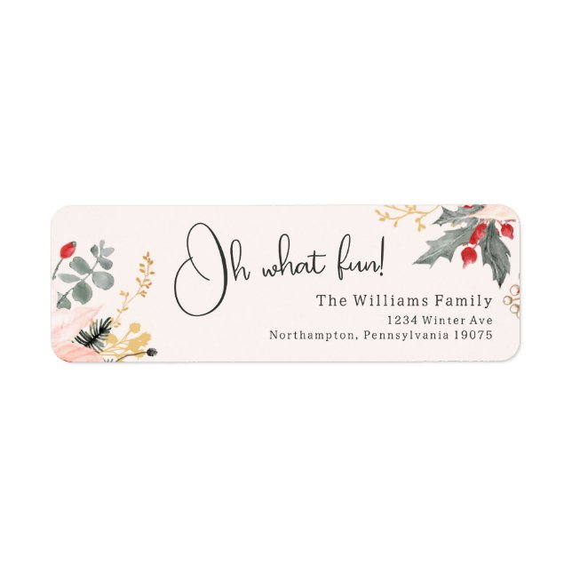 Modern Floral Oh What Fun! Return Address Label (Front)
