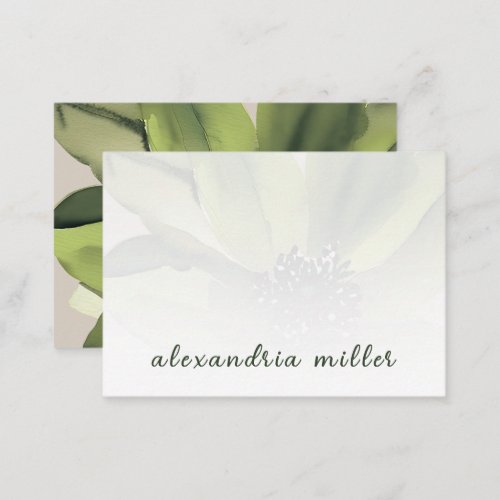 Modern Floral Olive Green Thank You Note Card