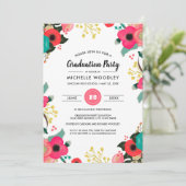 Modern Floral Painting Custom Graduation Party  Invitation (Standing Front)
