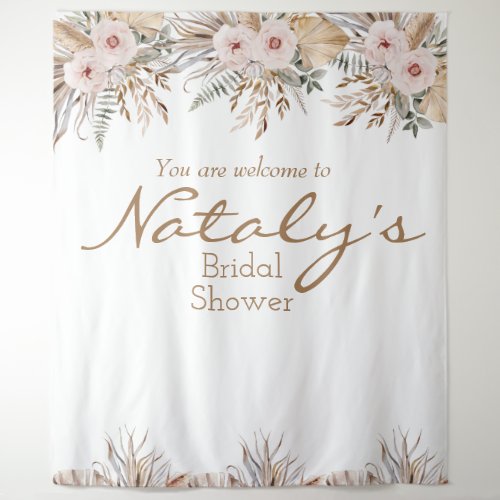 Modern floral pampas grass bridal shower weddings  tapestry