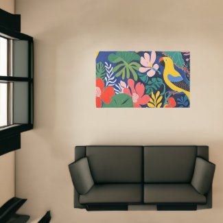 Modern Floral Parrot Postimpressionism Art