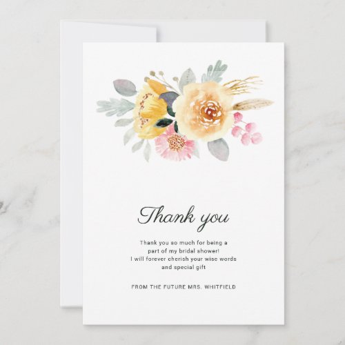 Modern Floral Pastel Bridal Shower Thank You Card