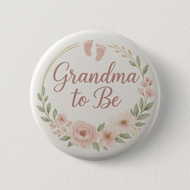 Modern Floral Pastel Grandma to Be Button (Front)