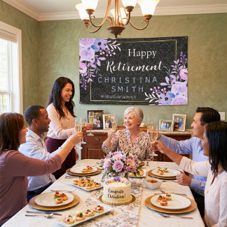 Modern Floral Pastel Watercolor Retirement Party Banner