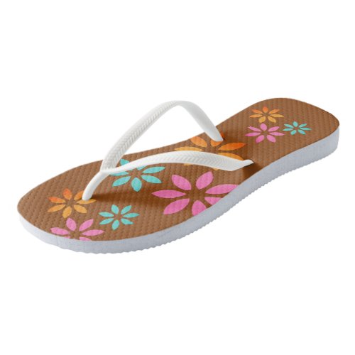 Modern Floral Pattern Beach Footwear Flip Flops