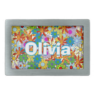 Modern Floral Pattern Bright Colors Belt Buckle