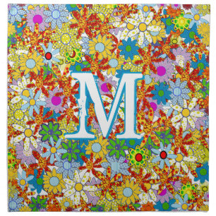 Modern Floral Pattern Bright Colors Cloth Napkin
