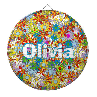 Modern Floral Pattern Bright Colors Dart Board