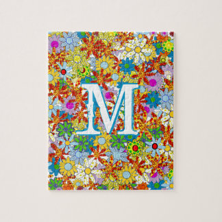 Modern Floral Pattern Bright Colors Jigsaw Puzzle