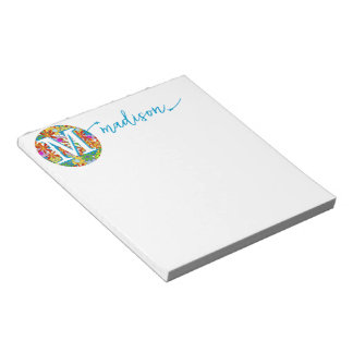 Modern Floral Pattern Bright Colors Notepad