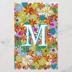 Modern Floral Pattern Bright Colors Stationery
