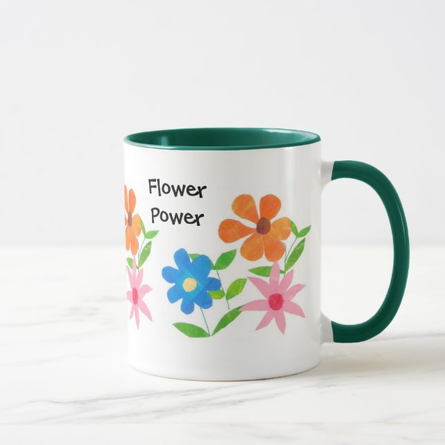 Modern Floral Pattern, Brightly Coloured Flowers Mug (Right)