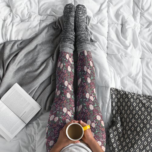 Modern Floral Pattern Christmas Holiday  Leggings