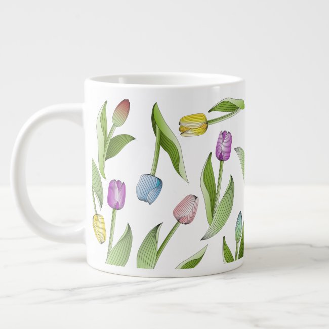 Modern Floral Pattern Colorful Tulips
