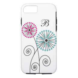 Modern Floral Pattern - Custom Monogram iPhone 8/7 Case