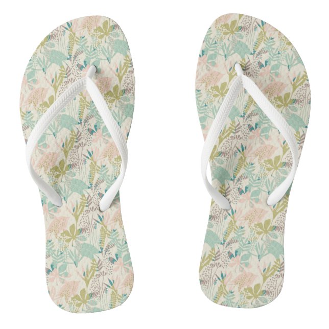 Modern Floral Pattern Flip Flops (Footbed)