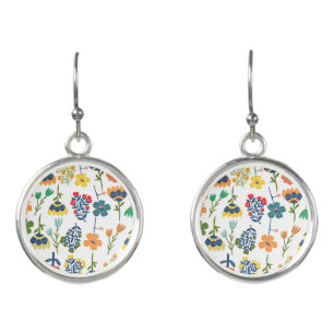 Modern floral pattern for her Chic colorful artwo Earrings