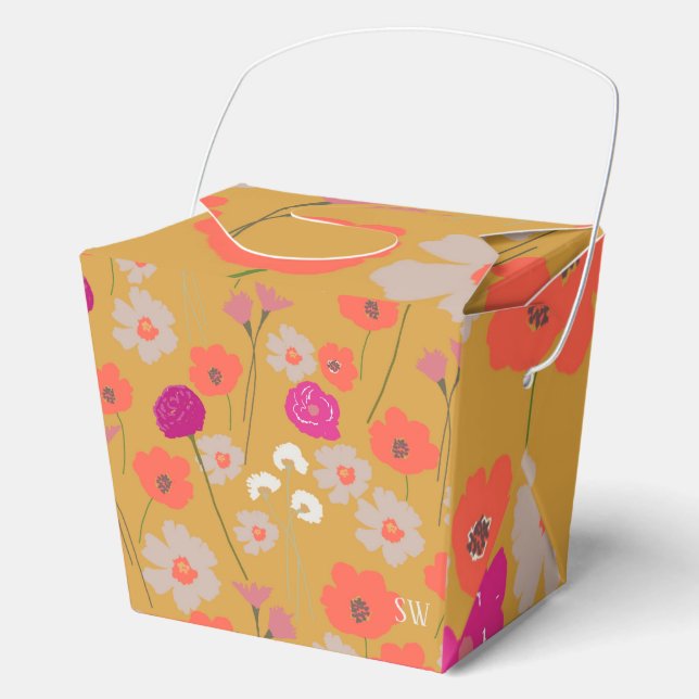 Modern Floral Pattern Gift For Her+Custom Initials Favor Boxes (Front)