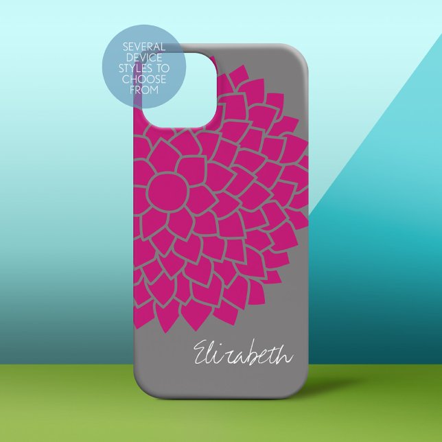 Modern Floral pattern - gray and pink Case-Mate iPhone Case (Personalized Phone Case)