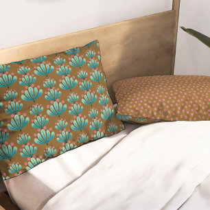 Modern Floral Pattern in Brown and Turquoise Pillow Case