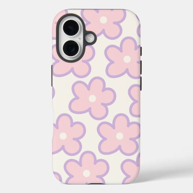 Modern Floral Pattern Iphone Case | Pink Aesthetic (Back)