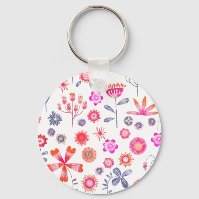 Modern Floral Pattern Keychain (Front)