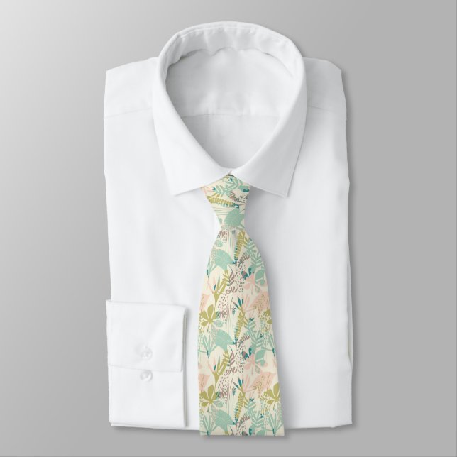 Modern Floral Pattern Neck Tie (Tied)