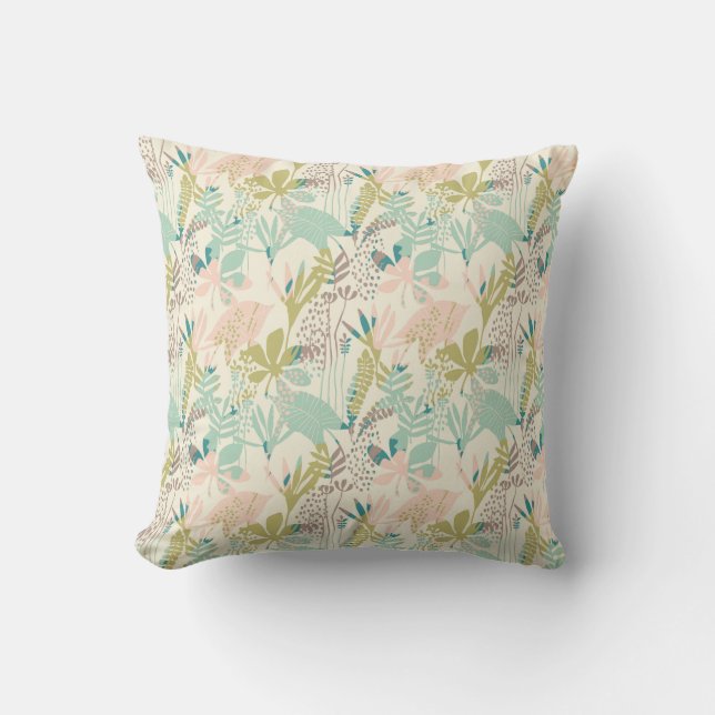 Modern Floral Pattern Throw Pillow (Front)