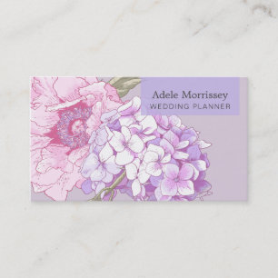 Modern Floral Peony Flower Business Card