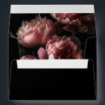 Modern Floral Peony Flowers Painting Black Wedding Envelope<br><div class="desc">Modern Floral Peony Flowers Painting Black Wedding envelope with custom return address on the back.</div>